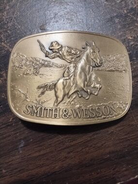 Western Horseman Brass Belt Buckle - Gold Tone